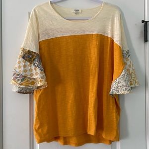 Umgee Knit Top with Embellished Sleeves L